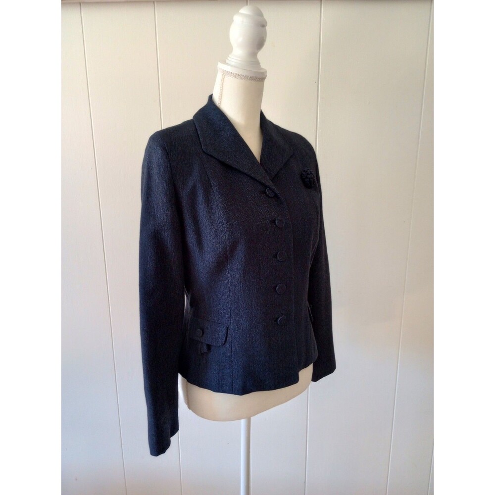 Vintage Hahne & Co Wool Blazer Jacket Women's Small Navy Blue Button Front 1950s - Picture 8 of 12